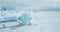 Aerial view iceberg stuck in snow covered ice land