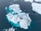 Aerial view icebergs on arctic ocean