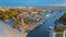 Aerial view of iconic lighthouse in Kolobrzeg, Poland.