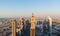 Aerial view of the iconic Sheikh Zayed road Skyscrapers and landmarks - Aerial view of Dubai city at sunset - Gevora Hotel view