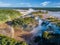 Aerial view of the Iguazu Falls in Brazil and Argentina.