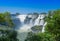 Aerial view of Iguazu Falls from the helicopter ride, one of the Seven Natural Wonders of the World , Brazil