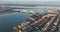 Aerial view of Ijburg in Amsterdam, The Netherlands modern build residential suburg area along the water.