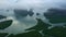 Aerial view image of Phang Nga Bay in Samed Nang Chee viewpoint at sunrise, Phang Nga, Thailand