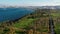 Aerial view of Inciralti City Forest with Gulf of Izmir and city view