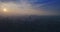 Aerial view of Incredible sunset over city Frankfurt am Main, Germany, Europe