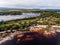 Aerial view of indigenous village in the Canaima National Park