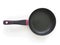 Aerial view of individual black and pink nonstick frying pan isolated on white background