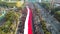 Aerial view of the Indonesian long flag, Merah Putih on Indonesian independence day. Bekasi, Indonesia September 2 2023