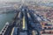 Aerial View of Industrial Waterfront in Long Beach California