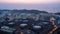 Aerial view industry factory oil and gas chemical tank and oil refinery plant zone and mountain ship in sea background