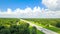 Aerial view Interstate 10 highway near rest area from Texas to L