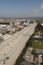 Aerial view of Interstate 105 Freeway Los Angeles with very light traffic