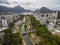 Aerial view of Ipanema neighborhood right and Leblon in overcast day.