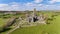 Aerial view of an Irish public free tourist landmark, Quin Abbey, County clare, Ireland