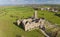 Aerial view of an Irish public free tourist landmark, Quin Abbey, County clare, Ireland