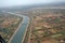 Aerial view irrigation canal in India