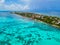 An aerial view of Isla Mujeres in Cancun, Mexico