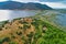 Aerial view of island of Agios Achilios in lake Small Prespes