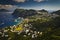 Aerial view of the island of Capri, Italy, from the Phoenecian Steps and Anacapri.