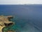 Aerial view of the island of Lobos, Fuerteventura. Ocean and islands seen from the coasts of Papagayo, Lanzarote, Spain, Canaries