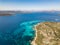 Aerial view of the island of Molara with its beautiful natural pools