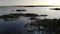 Aerial view Island with rocky shore and natural pool. Russian Karelia. Ladoga.