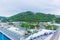 Aerial view of the island of St Thomas, USVI. Charlotte Amalie - cruise bay.