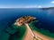 Aerial view of the Island of Sveti Stefan, Montenegro