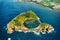 Aerial view Islet of Vila Franca do Campo. Azores Island