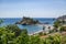 Aerial view of Isola Bella island and beach - Taormina, Sicily, Italy