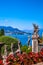 Aerial view of Isola Bella, in Isole Borromee archipelago in Lake Maggiore, Italy