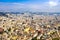 Aerial view of an Italian old town. Napoli cityscape. Roofs of Campania. Naples