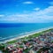 Aerial view of ItanhaÃ©m beach, SÃ£o Paulo, Brazil