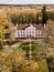Aerial view of Ivande manor in sunny autumn day, Latvia