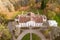 Aerial view of Ivande manor in sunny autumn day, Latvia