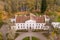 Aerial view of Ivande manor in sunny autumn day, Latvia