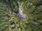 Aerial view of Izbucul Tauz deep lake in Apuseni Mountains of Transylvania, Romania