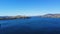 Aerial view of Jacksons point Bonegilla Victoria Australia with mountain view and lake hume