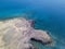 Aerial view of the jagged shores and beaches of Lanzarote, Spain, Canary. Roads and dirt paths. Papagayo