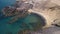 Aerial view of the jagged shores and beaches of Lanzarote, Spain, Canary. Roads and dirt paths. Papagayo beach