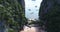 Aerial view of James Bond island and beautiful limestone rock formations in the sea