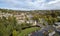 Aerial view of Jedburgh in autumn with the ruins of Jedburgh Abbey in Scotland