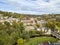 Aerial view of Jedburgh in autumn with the ruins of Jedburgh Abbey in Scotland