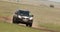 Aerial view Jeep at Masai Mara National Park Kenya Africa