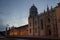 Aerial view of Jeronimos monastery in Lisbon in evening