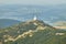 Aerial view of Jested tower transmitter near Liberec in Czechia