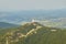 Aerial view of Jested tower transmitter near Liberec in Czechia