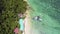 Aerial view jetty and boat in the Manukan Island of borneo