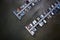 Aerial view of Jetty full of boats and dinghy